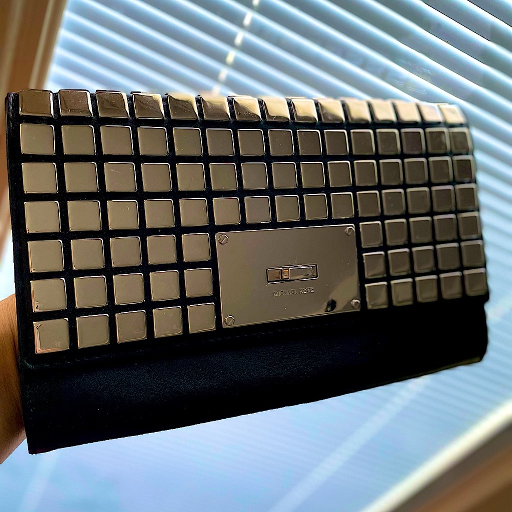 Michael Kors Black Studded Leather clutch MAKE AN OFFER!